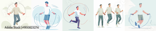 Vector Illustration of a Man Jumping Rope