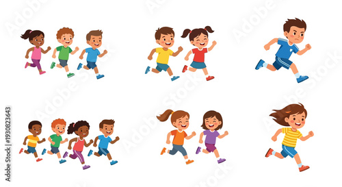 A group of diverse children happily running and playing outdoors