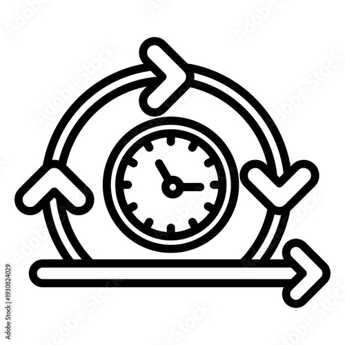 Stunning clock icon with circular arrows indicating continuous time cycle icon, vector illustration.