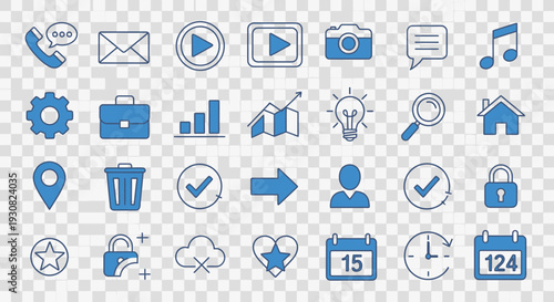 Collection of web interface icons.