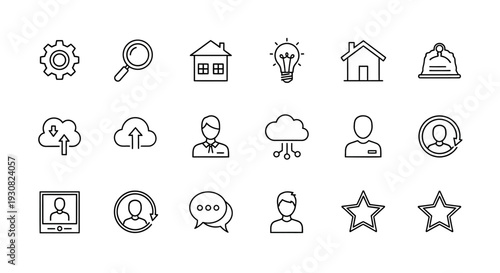 Black and white business icons set.
