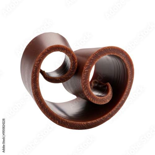 Chocolate curl on white background
