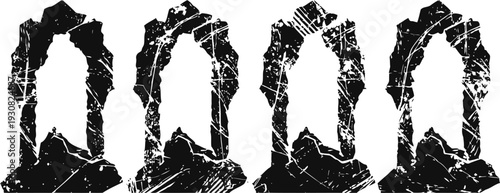 Grunge tombstones set halloween cemetery spooky gothic graveyard symbols collection