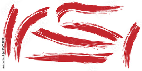 Abstract red brush strokes on white background