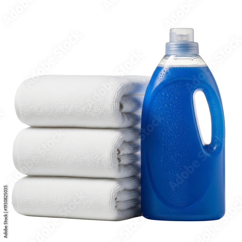 Laundry detergent and clean white towels
