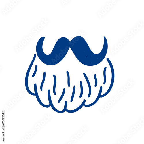 Abstract illustration of a beard with a mustache in blue color  