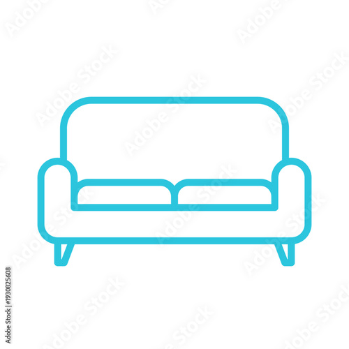 Sofa icon. Isolated on white background. Blue icon