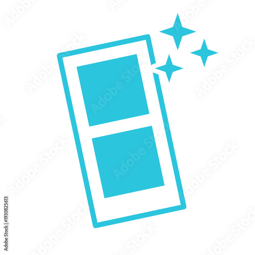 Polaroid moment icon, Memories Captured , Instant Photos with Sparkling Moments. Isolated on white background. Blue icon.