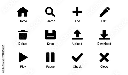 Essential user interface icons collection for digital applications
