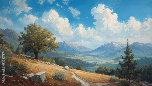 Mountain View With Trees and Blue Sky Over a Valley During Daylight Hours