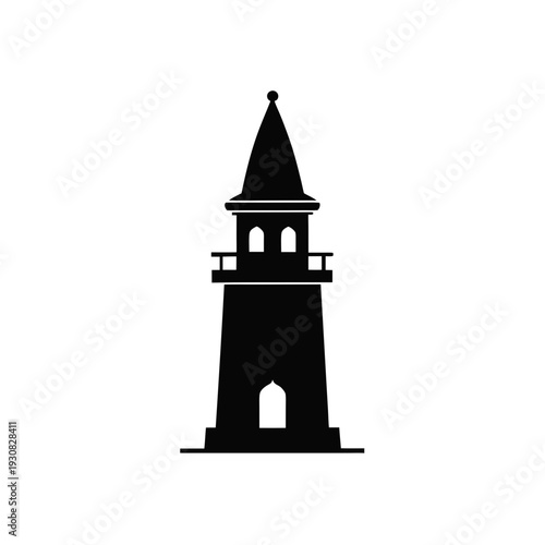 Elegant silhouette of a historic clock tower standing tall against a plain background