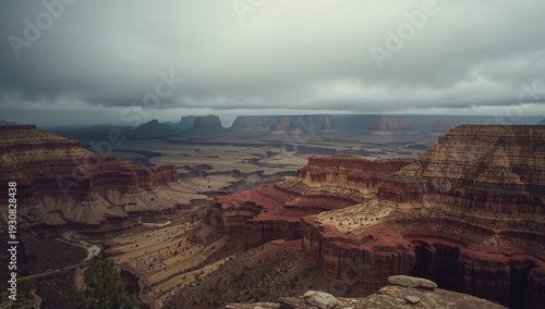 Looking Over a Vast Canyon Landscape With Cloudy Skies in the Afternoon
