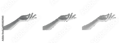 Hand gestures in modern digital pixel art style