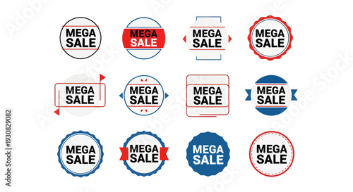 Set of 12 Mega Sale Badges Vector