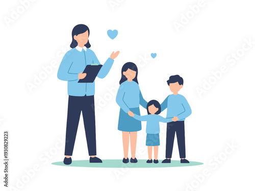 Family and social worker bonding together with love and care in a heartwarming scene