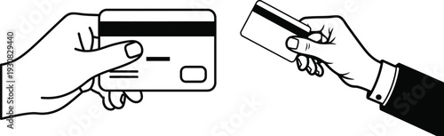 Hands exchanging a credit card and a payment terminal

