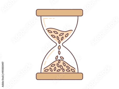 Brown hourglass with flowing sand