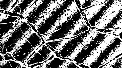 Black and white cracked texture background with rough distressed grunge surface and irregular fracture lines
