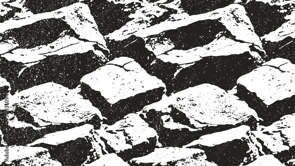 Naklejka premium Close up of dark chocolate brownies with powdered sugar topping in a grid arrangement