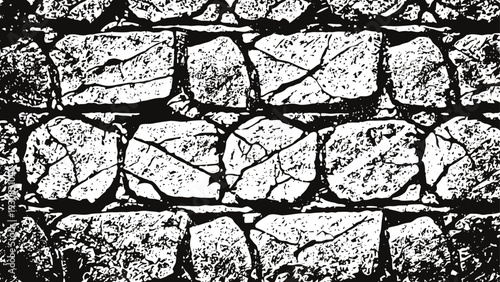 Abstract cracked stone wall texture with rough uneven surface pattern and grunge