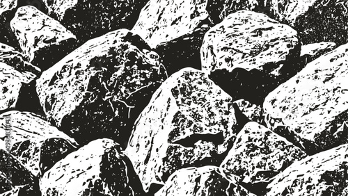 Close up of natural rough rocks stacked together in an outdoor environment