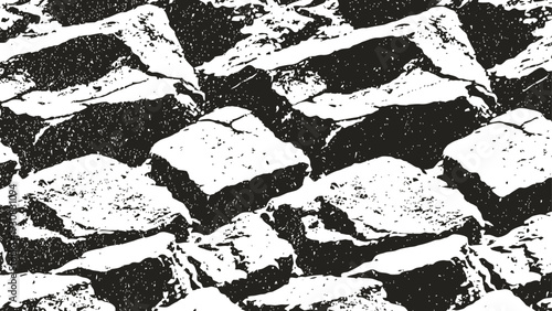 Close up of dark chocolate brownies with powdered sugar topping in a grid arrangement