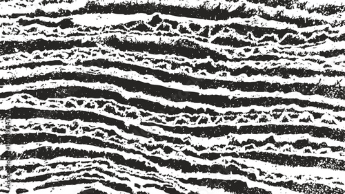 Black and white abstract wavy lines texture grunge striped pattern with rough edges and organic shapes retro vintage background