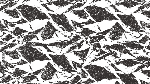 abstract black and white geometric pattern with textured overlapping shapes, modern contemporary design