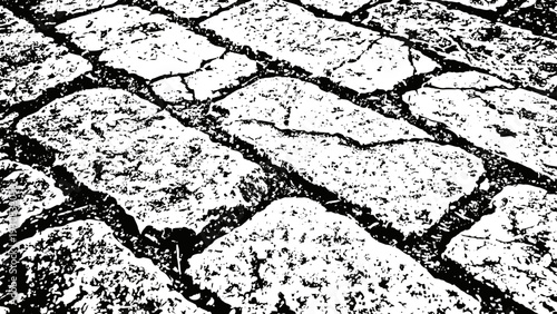 Rough stone cobblestone pavement close up texture pattern ground surface