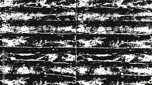 Black and white grunge horizontal stripes pattern with distressed textured overlay