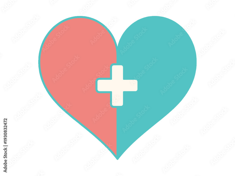 Fototapeta premium Heart with Medical Cross Symbol