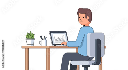 Man sitting at desk with laptop.