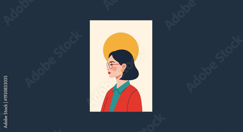 Illustration of a woman with halo.