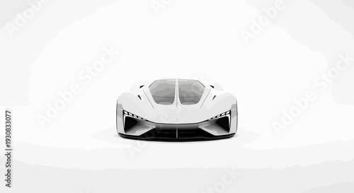 White Racing Car Front End Closeup.