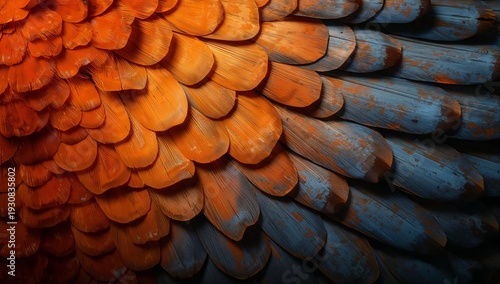 Colorful Feathers Create a Unique Pattern on a Bird Located in a Natural Setting