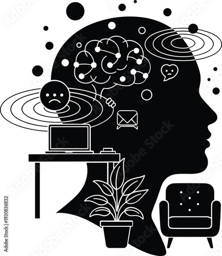 Professional video camera on tripod with microphone and monitor filmmaking equipment silhouette illustration representing media production isolated on white background