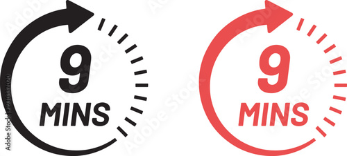 Nine Minutes Timer Icons Set vector illustration