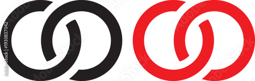 Black and red infinity loop symbols representing connection and continuity