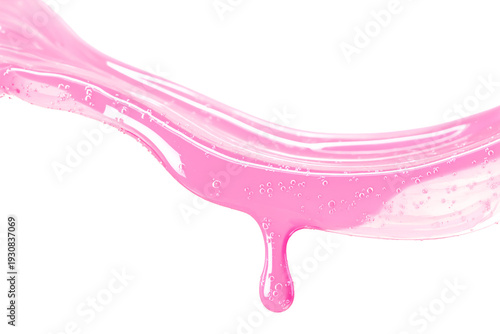 Flowing Pink Cosmetic Gel or Slime with Air Bubbles