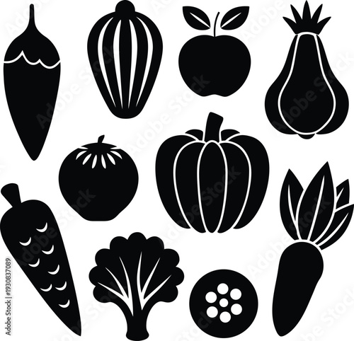 Vegetables icons set vector illustration 