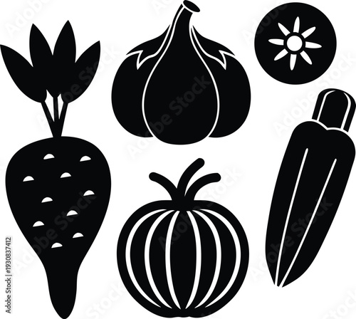 Vegetables icons set vector illustration 