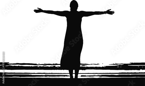 Silhouette of jesus christ with outstretched arms