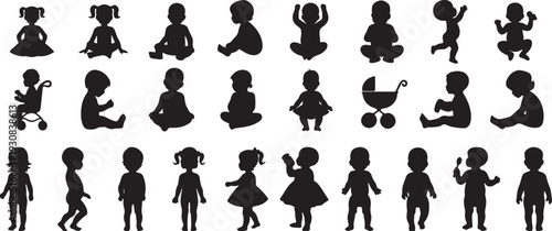 Silhouette Collection of Babies and Toddlers in Various Poses