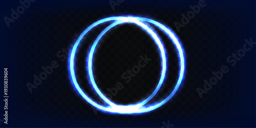 Abstract stipple background. Blue luminous circles. Azure glowing circle. Indigo light ring. Ultramarine sparking particles. Colorful ellipse.