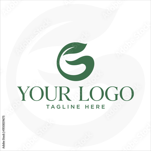 Green Letter G Leaf Logo Eco Organic Nature Monogram Minimal Design