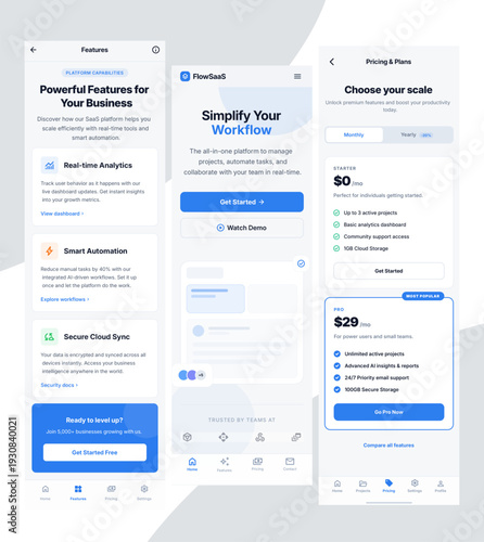 "The visual mood is professional, airy, and clinical. Utilizing a bright white background accented by vibrant cerulean and electric blue, the interface conveys reliability and innovation. 