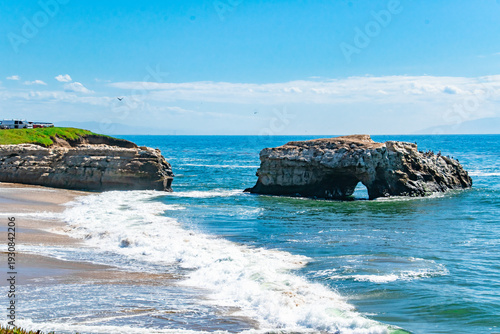 Beautiful Sunny Day Along Natural Bridges State Park Santa Cruz, CA Beach with Rock Formation