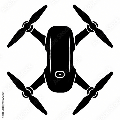 Minimalist Black Drone Silhouette Icon for Modern Aerial Technology Concepts