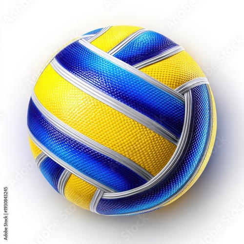 Wallpaper Mural Vibrant yellow and blue volleyball with textured surface and woven pattern close-up view Torontodigital.ca