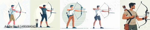 Vector Illustration of an Athlete Practicing Archery